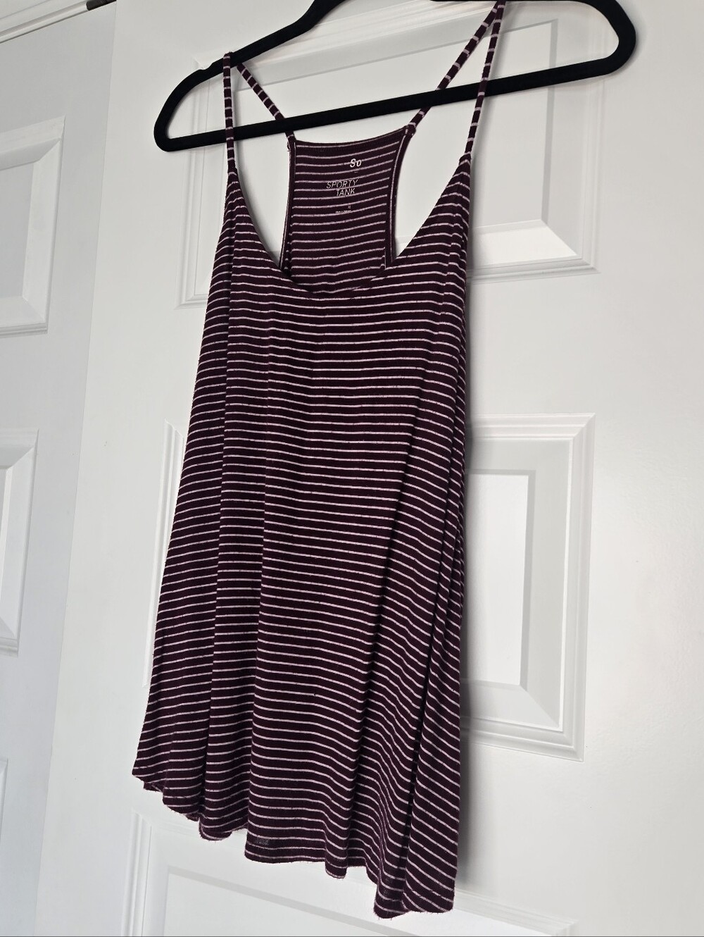 Striped Deep Red Racerback Flowy Tank Top